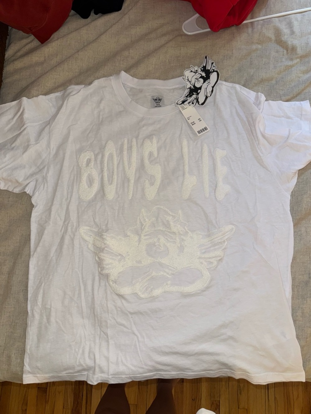 White Boys Lie Embroidered Graphic Oversized T-Shirt